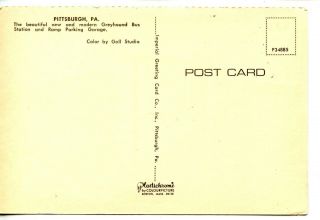 Old Cars - Greyhound Bus Station Terminal - Pittsburgh - Pennsylvania - Vintage Postcard 2