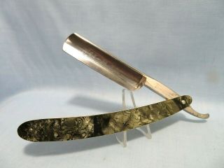 Vintage Robeson Shur Edge Straight Razor Rochester Ny - Etched 3/4 " Wide Blade