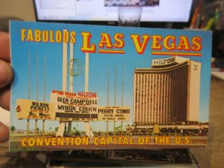 Vintage Old Postcard Nevada Las Vegas Hilton Hotel Glen Campbell Wilson Pickett