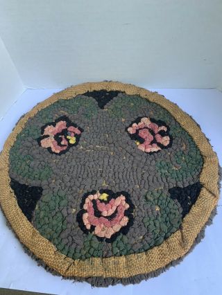 Vintage 1930’s Art Deco Rug Hooked Floral Mat