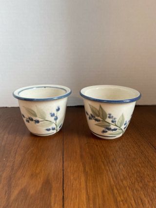 Union Stoneware Pottery Maine Blueberry 6 Oz Custard Cups Set Of 2