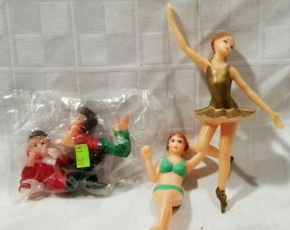 Vtg 1950s Cake Toppers Teenagers On Phone Girl In Bikini Ballerina Wilton D7