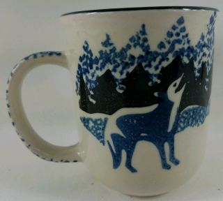 Tienshan Folk Craft Folkcraft Wolf Ceramic Coffee Cup Mug