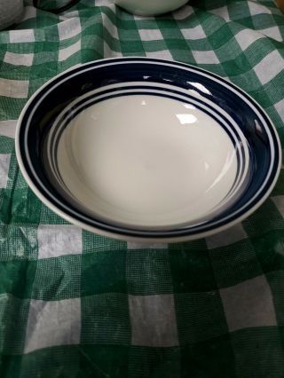 White With Blue Stripes 6 1/4 In Cereal Bowl Casual Banded Blue