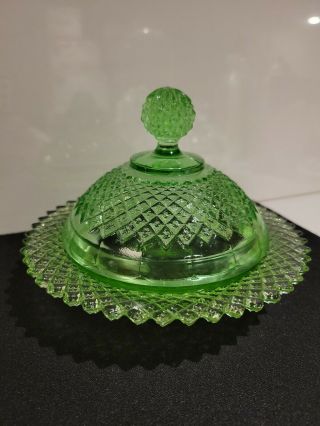 Anchor Hocking Miss America Green Domed Butter Dish Depression Glass