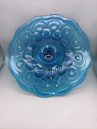 L.  E.  Smith Blue Moon And Stars Footed Cake Plate 10.  5 X 8 "