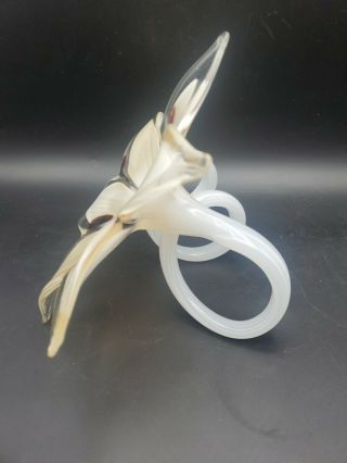 Murano Art Glass Hand Blown Lily Flower Coil Trumpet Bud Vase Swirl Stem 10 