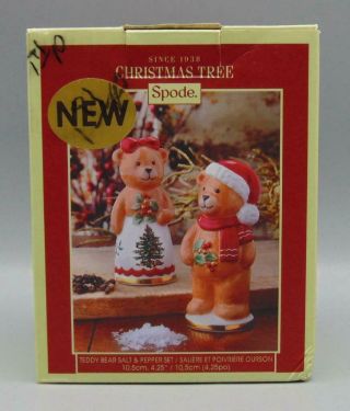 Spode Christmas Tree Teddy Bear Salt And Pepper Shakers Set