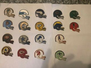 18 Nfl Vintage Helmet Magnets From Early 1980s.  Cowboys,  Eagles,  Dolphins,  Etc.