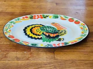 Vintage Enamelware Turkey Platter Serving Tray - 17.  5 