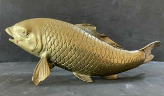 Vtg Solid Brass 10 " Koi Brass Fish