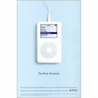 2004 Apple Ipod: Remixed Click Wheel Shuffle Songs Vintage Print Ad