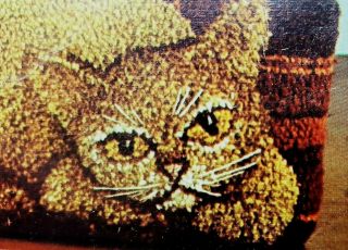 Vintage Rug Hook 1977 Difranza Designs Mcm Retro Sweetest Kitty Cat Brick Kit