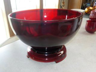 Depression Glass Royal Ruby (red) Punch Bowl Set (cups,  Bowl,  Base) Anchor Hocking