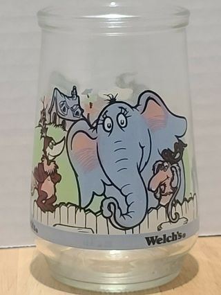 Vintage 1996 Welchs Jelly Jar Glass Dr Seuss Horton And Friends Glass 2 Perfect