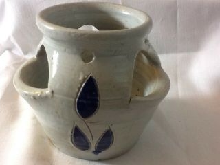 Unique Williamsburg Pottery Cobalt Blue And Gray Salt Glazed Stoneware Handmade