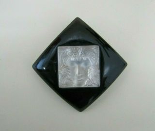Lalique Carved Crystal Arethuse Masque De Femme Brooch Pin