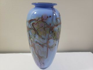 Hand Made Artist Signed Studio Glass 8 1/2 " Vase