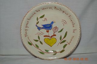 Signed Cutler Folk Art May Your House Be Warm And Your Friends By Many Plate