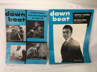 Set Of 2 Vintage Down Beat Magazines February 6,  1958 & August 21,  1958