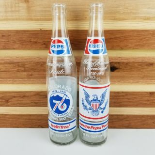 Vintage 1976 Pepsi Cola Colorado Bicentennial Centennial 100yrs 16oz Bottle 2pk