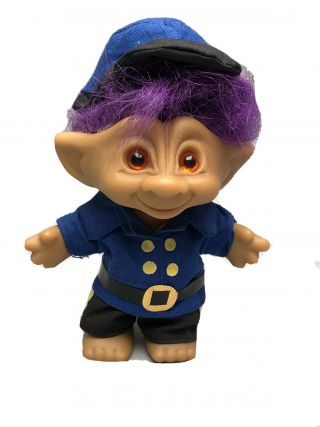 Standing 5 - Inch Bobby Police " Jewel Treasure " Troll By Ace Novelty Purple Hair