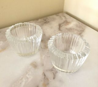 Tiffany & Co Crystal Candle Holder Votive Atlas Discontinued - Set Of 2