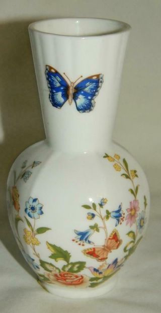 Aynsley English Cottage Garden Hexagon Bud Vase Bone China Butterfly