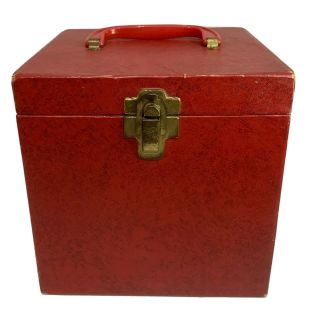 Vintage 45 Rpm Records Storage Case - Red.  Still Has Dividers & Completed Index