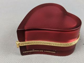 Vtg Cristalleries De Lorraine Red Stain Glass Heart Trinket Box Gold Accents
