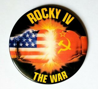 Vintage 1985 Rocky Iv Movie Promo Button Stallone Dolph Lundgren Drago War 4 Pin