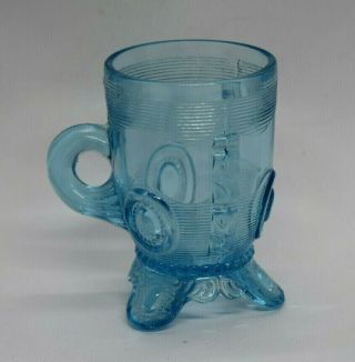 Eapg Greentown Glass Dewey Blue Mug Childs Footed Cup
