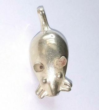 Lovely Old Vintage Mexico Taxco 925 Sterling Silver Mouse Brooch/pin