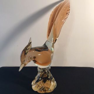 Vtg Venetian Murano Italian Art Glass J.  I.  Co Rooster Pheasant Bird Mcm