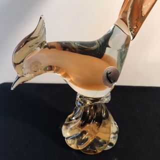 Vtg Venetian Murano Italian Art Glass J.  I.  Co Rooster Pheasant Bird MCM 2