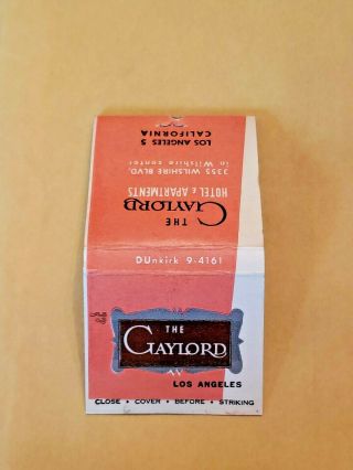 1940s Vintage The Gaylord Hotel & Apartments Front Strike Matchbook