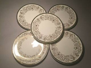 Vintage Pearl China Co.  Hand Decorated 22 Kt Gold Dessert Plates - Set Of (5)