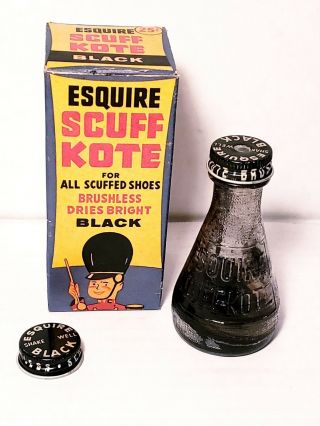 Esquire Scuff Kote Childrens Black Shoe Boot Polish Empty Vtg