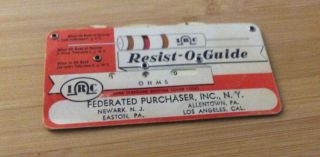 Vintage 1951 Nos I.  R.  C.  Resist - O - Guide Pocket Resister Color Code Decoder