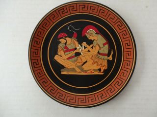 Vintage Hand Painted Decorative Plate From Greece Achilles Tending To Patroclos