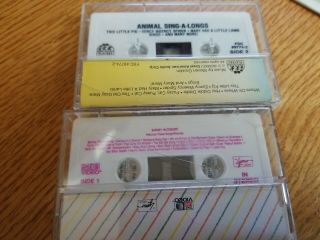 Vintage Cassette Tapes Kids,  two total Barney and Friends and Animal Sing Alongs 3
