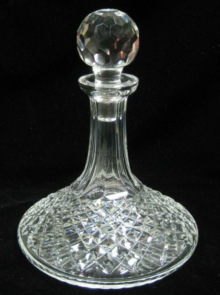 Waterford Crystal Ships Decanter In Alana Pattern,  Signed On Bottom Rim