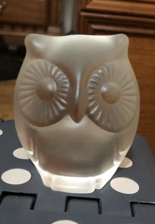 Vintage Fenton Frosted Glass Owl Figurine 3 "