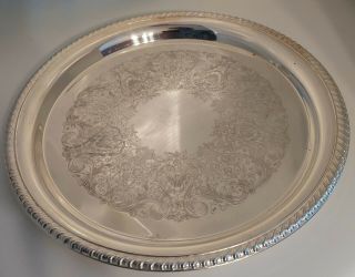 Vintage Wm Rogers Round Silverplate Serving Tray 12 Inch 171