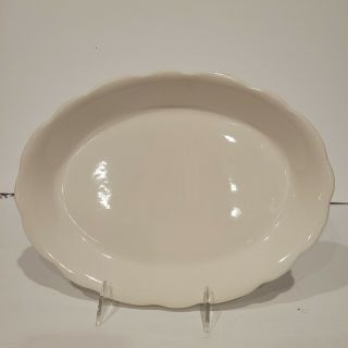 Buffalo China Oval Platter Serving Plate White Scallop Made Usa Mid Century Mod