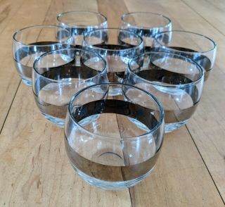 8 Mid Century Mcm Roly Poly Zodiac Dorothy Thorpe Silver Band Cocktail Glasses
