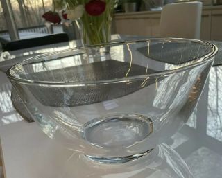 Signed Tiffany & Co.  Crystal Glass Large Round Bowl 10” W 5”h Pristine