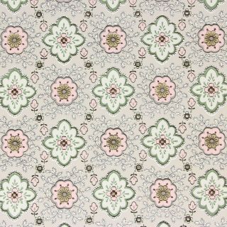 1940s Vintage Wallpaper Large Pink And White Floral Geometric On Gray