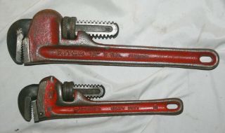 Vintage Pipe Wrenches Ritco 10 " & Ridgid Heavy Duty 8 " - Usa