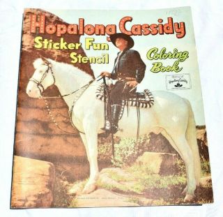 1951 Hopalong Cassidy Coloring Book & Sticker Fun Stencil Vintage Whitman Book